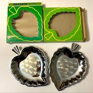 𝅺VINTAGE Chrome Plate Leaf Tray set​​​​​